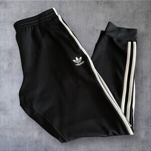 Adidas Originals Womens L Lined Trousers Joggers Black White Stripes Track Pants